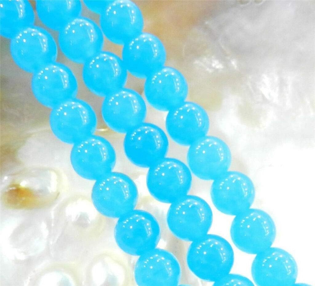 Loose Beads, Natural 6/8/10Mm South African Blue Topaz Gems Round Loose Beads 15" - (Size:10Mm)