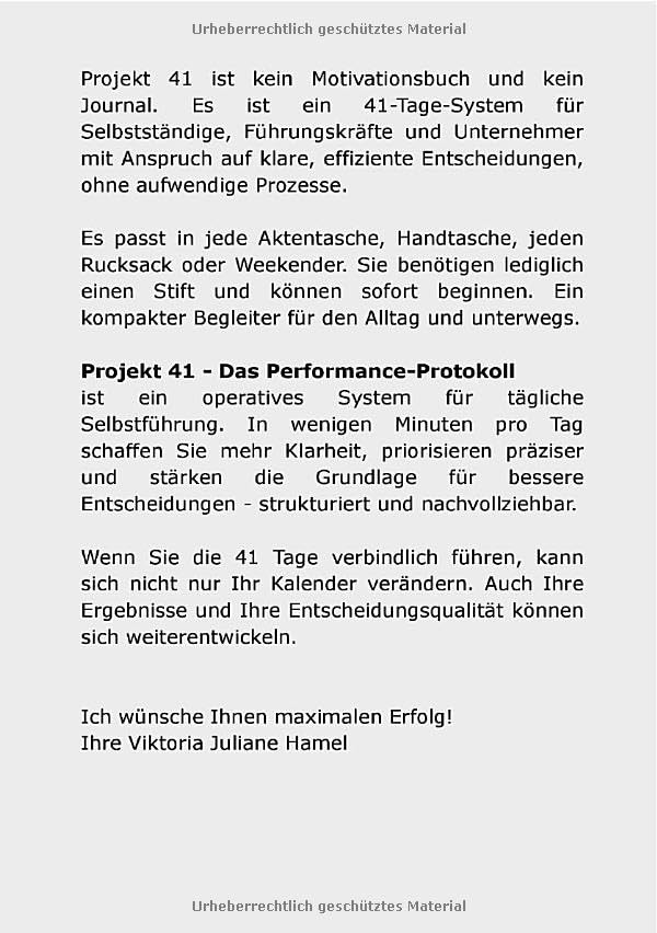 PROJEKT 41: Das Performance-Protokoll