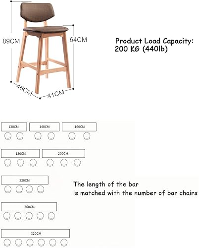 Miniatura 3 de YLCJ - Taburete de bar y comedor de 25 a 29 pulgadas, tapizado, ergonómico, para cocina, pub, CAF, taburete de bar de patio máx. Carga de 440