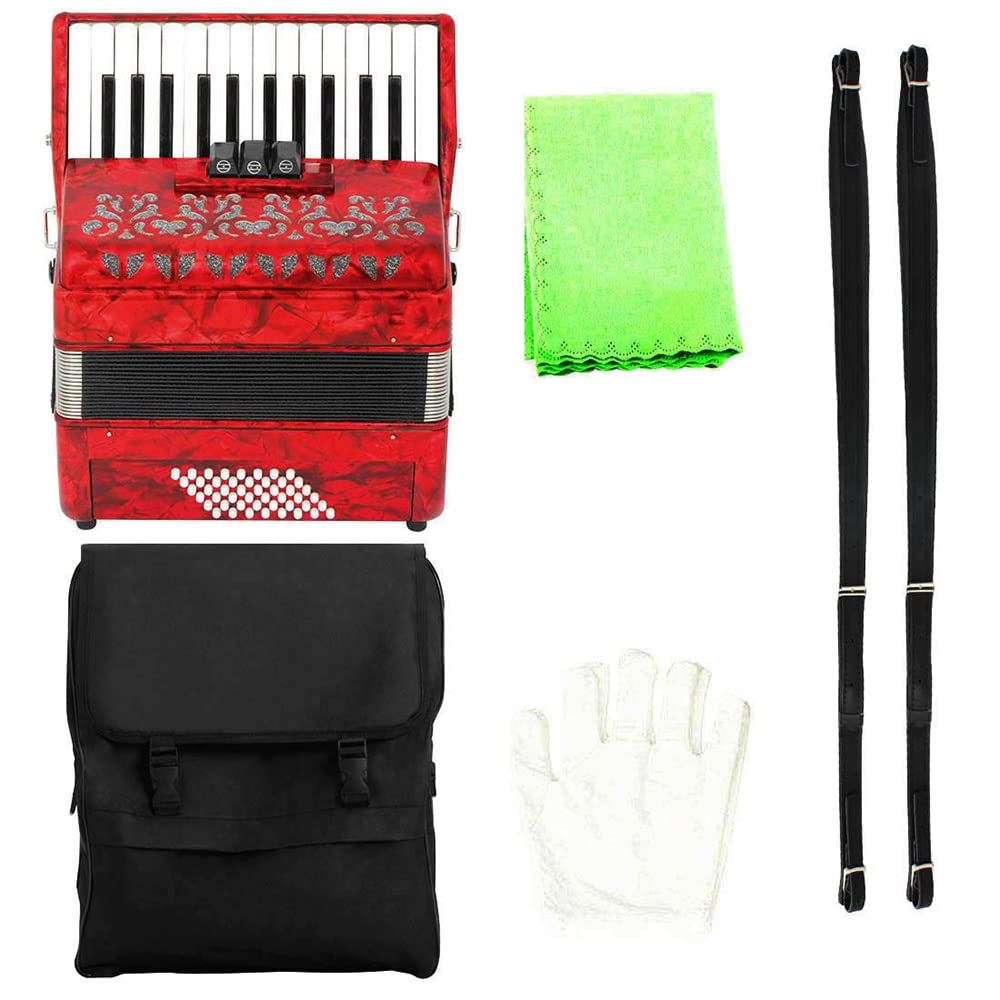 Fisarmonica A 26 Tasti E 48 Bassi, Strumento A Molla for L'allenamento del Ritmo con Tastiera A Mano, Suono Morbido E Affascinante, con Tracolla E Zaino for Fisarmonica