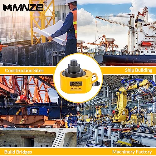 Image of 100T 69mm /2.7 inch Stroke Hydraulic Cylinder Low Profile Jack Multi-Section Ram Jack Lifting Cylinder for Machinery Ship Bridge Construction