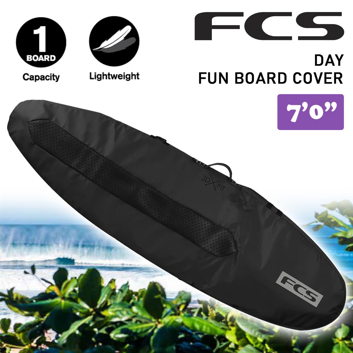 FCS 3DXFIT DAY カバー 7'0 サーフボードケース Amazon | FCS ボードケース ハードケース DAY FUN BOARD COVER 7'0