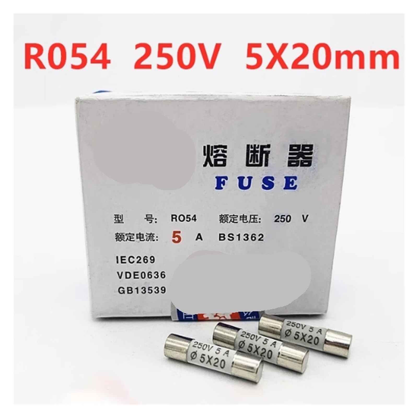 100 sztuk/pudełko RO54 5 x 20 mm 5 x 20 250 V rura bezpiecznikowa 0,5 A 1 A 2 A 3 A 4 A 6A 8A 10A 25A (16A)