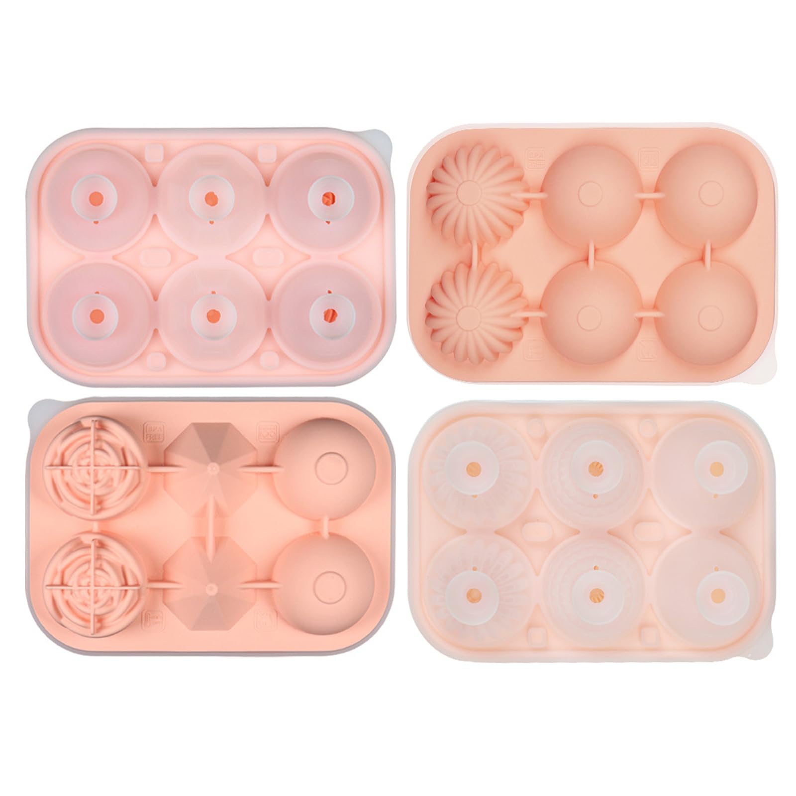 Xinsheinelry 6 Cavity Leak Proof Ice Molds Portable Silicone Ice Cubes Container Tray High Efficiency Silicone Ball Maker Ball Maker
