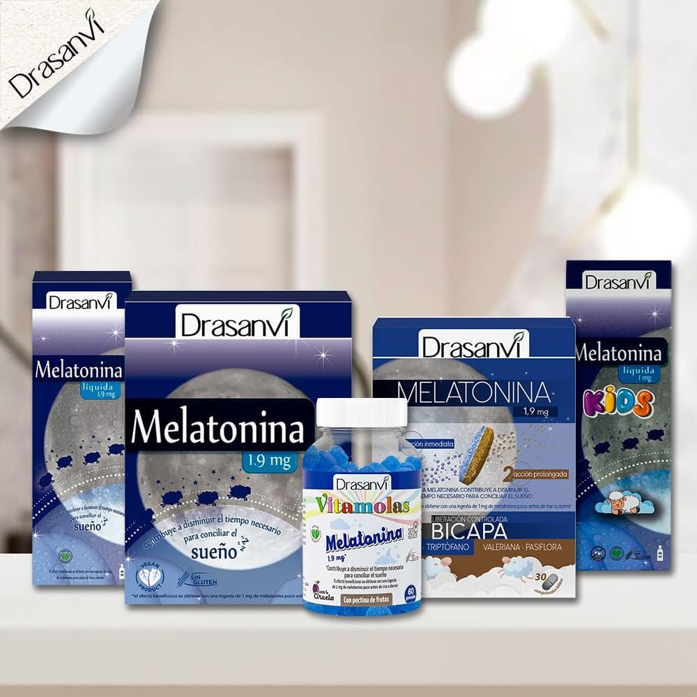 DRASANVI Melatonina Pura de 1,9 mg |Ayuda a Conciliar el Sueño| Potente Antioxidante| Ayuda en la Producción de la Hormona del Crecimiento (GH)| Rápida Absorción| Envase 50 ml= 31 Días| Sabor Limón