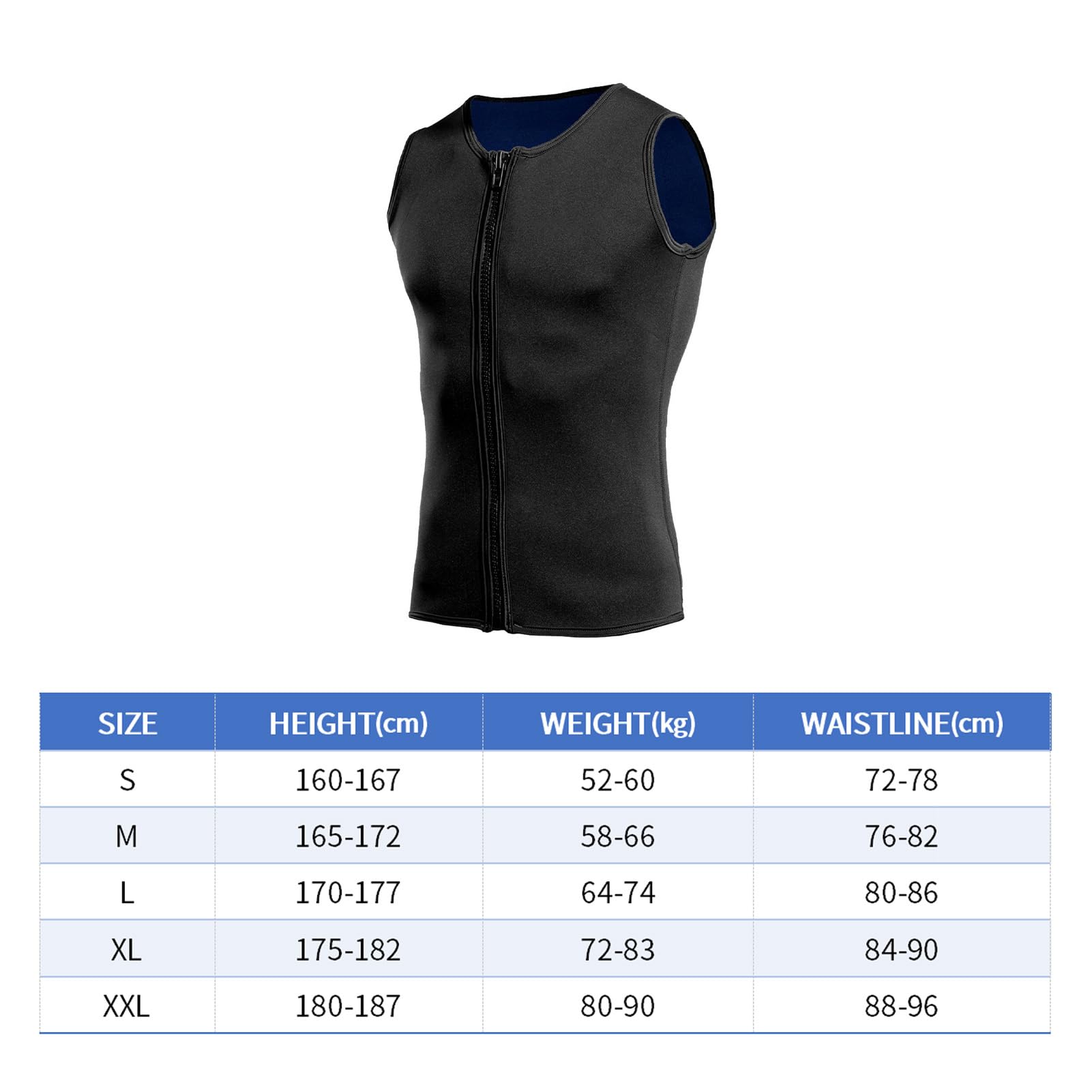 Muta da uomo, senza maniche, 2 mm, in neoprene, termica, per sport acquatici, kayak, nuoto, surf, snorkeling, immersioni, con cerniera (XXL)