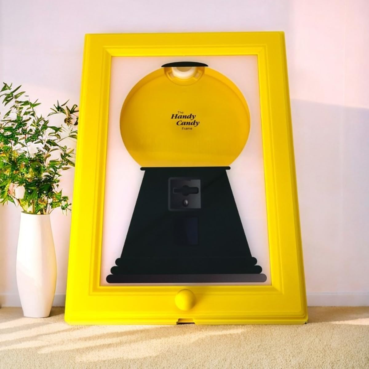 Distributeur de bonbons mural interactif avec cadre photo, pour cuisine ou bureau, jaune