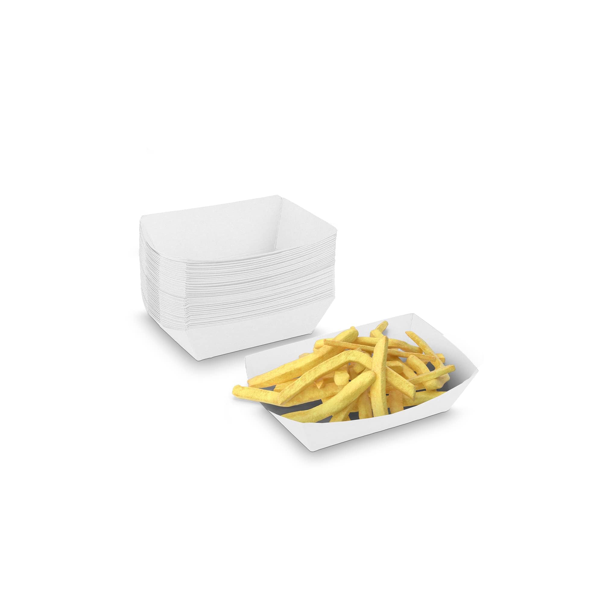 MT Products Plain White Paper Food Trays - 1 lb. Nacho Trays Disposable (Pack of 1000) - Made in The USA