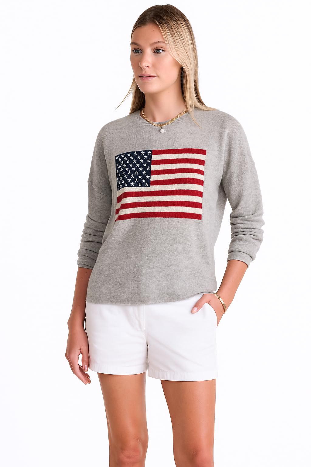 Vineyard Vines Womens Seaspun Cashmere Classic Flag Sweater