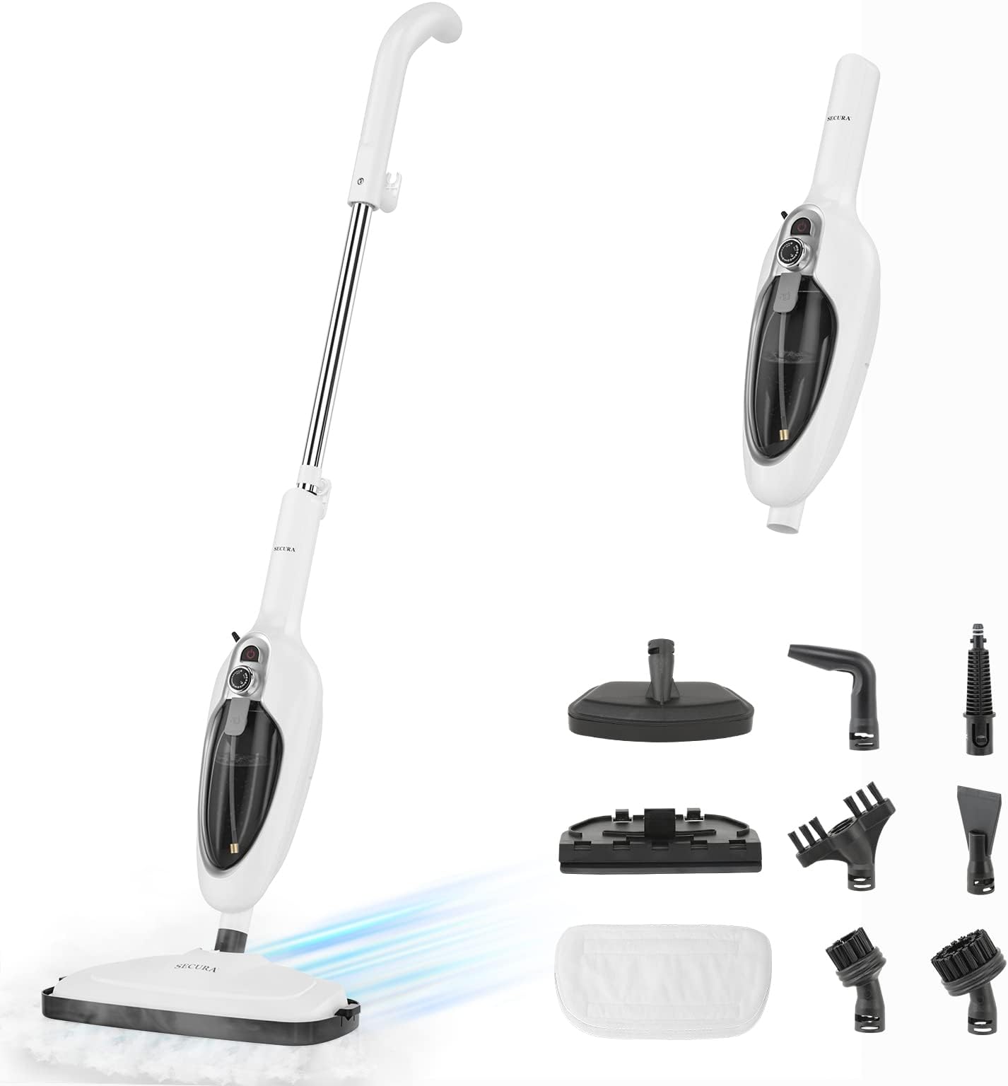 Secura Steam Mop 10in1 Convenient Detachable Steam Cleaner, White