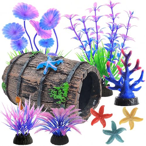 Image of 9Pcs Tank Accessories for Beta Fish,Small Fish Tank Decorations, Beta Fish Tank Starter Kit