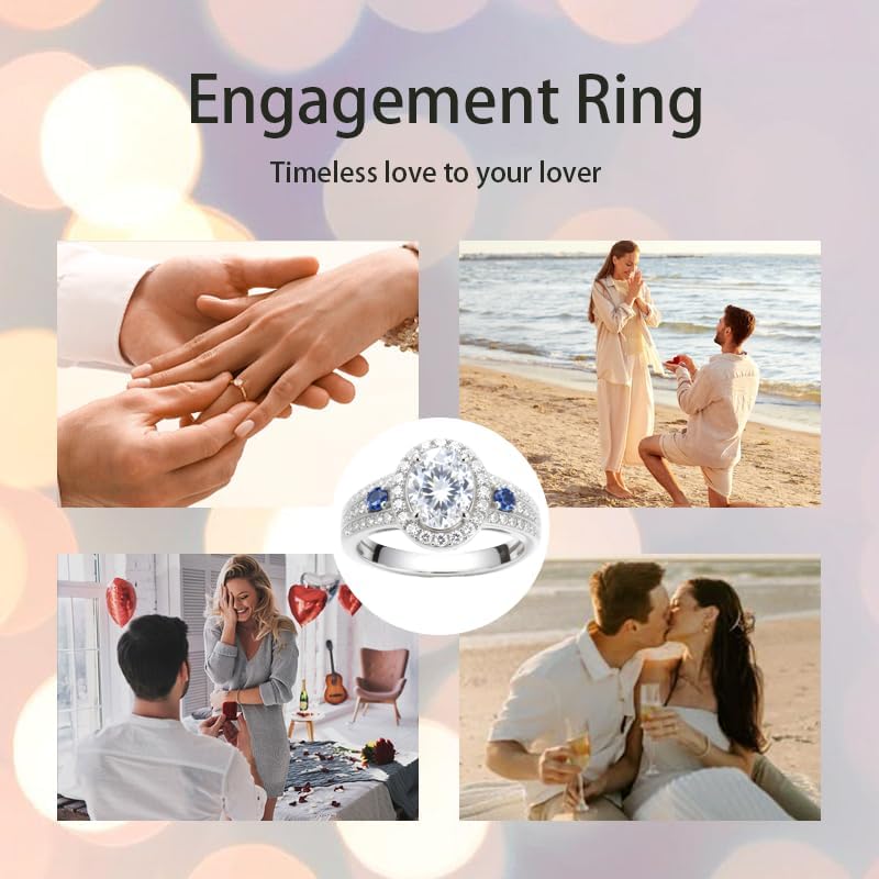 10K/14K/18K White/Yellow/Rose Gold IGI Certified Lab Grown Diamond and Sapphire Personalized Engagement Ring for Women, 1-5 Carat D Color-VVS Clarity - Image 5