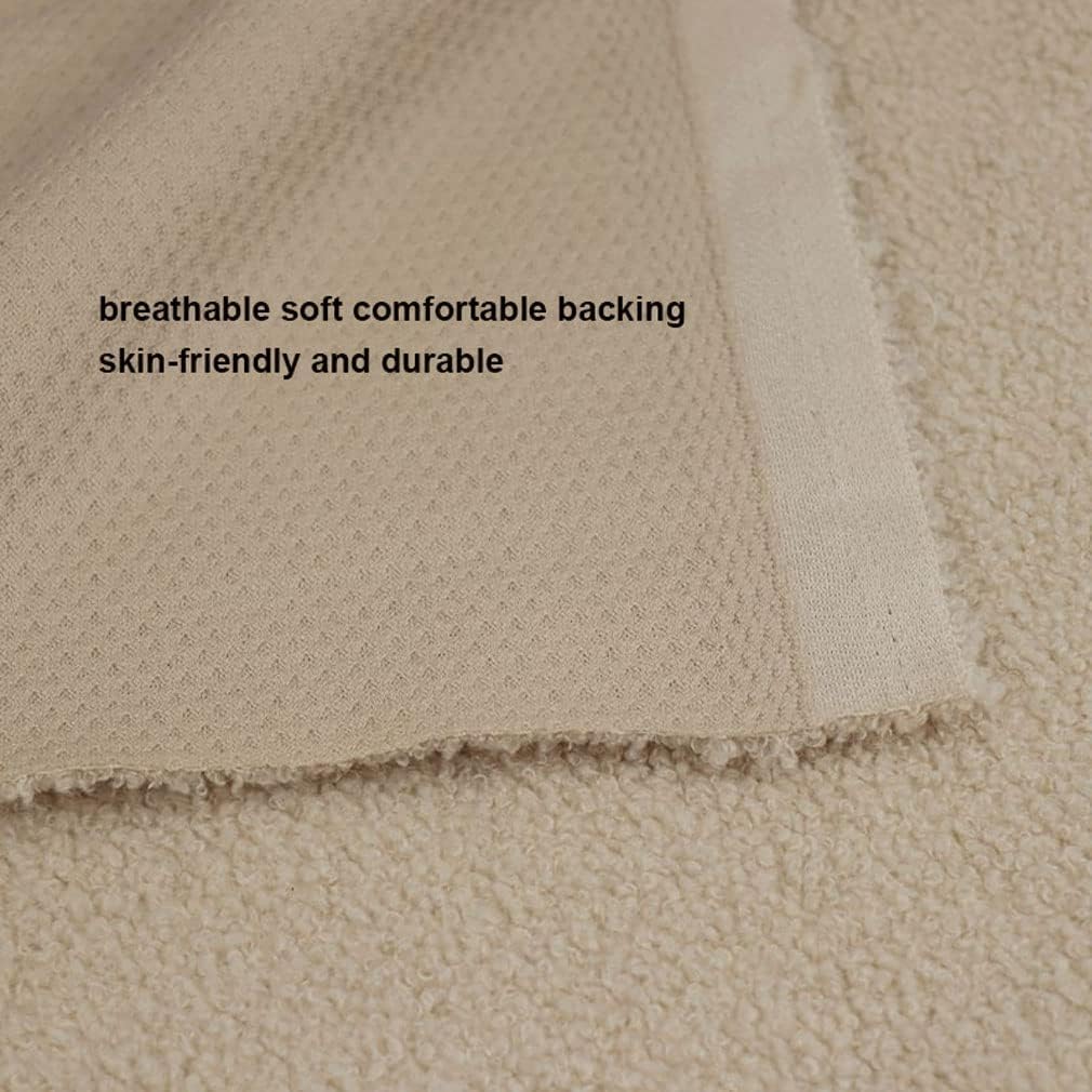 LNN Tela de piel sintética Beige, 150cm ancho, suave, tela oveja imitación for ropa, manualidades costura para Vestuario,Costura