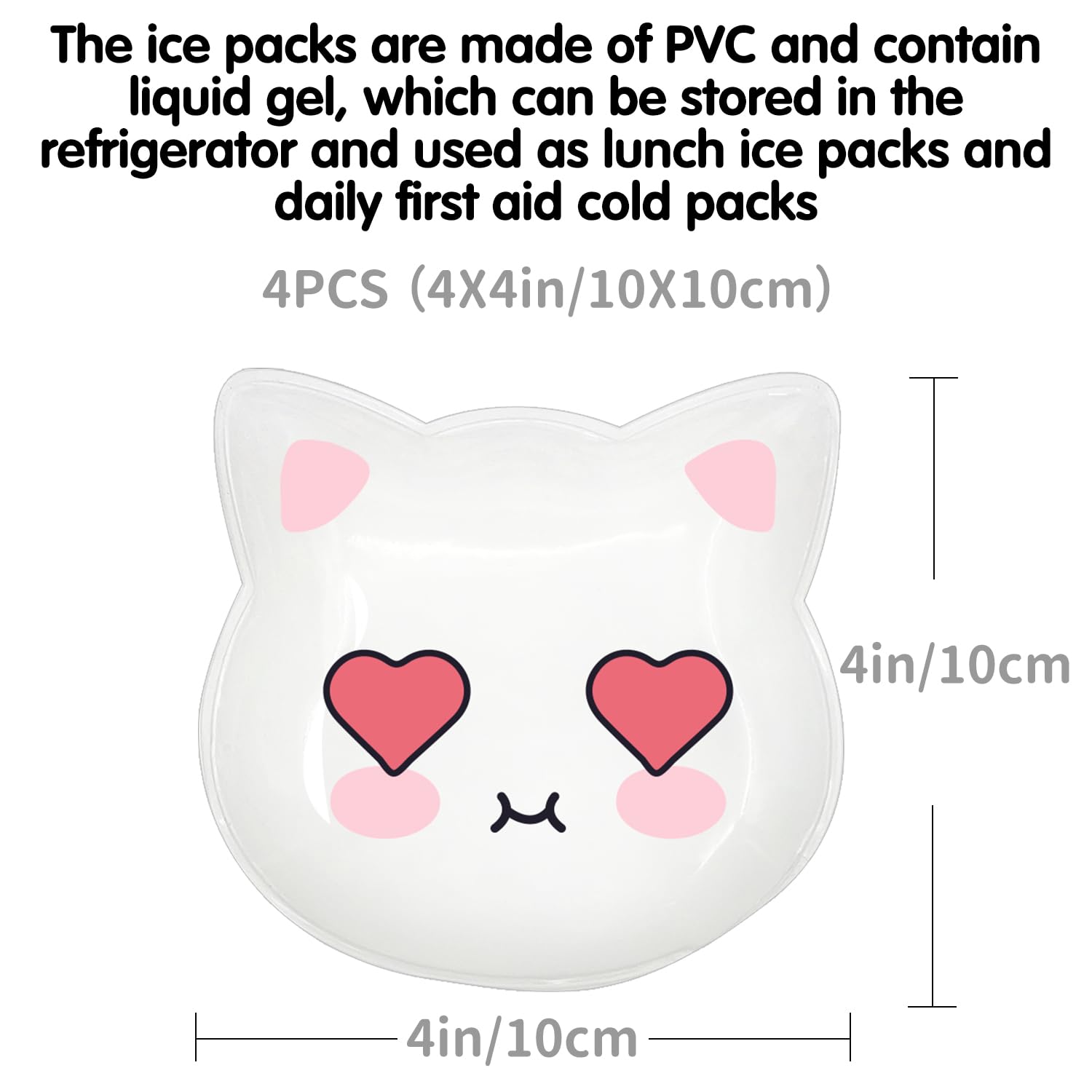 Lot de 4 blocs de glace réutilisables en gel Boo Boo Boo pour enfants - Pour blessures d'enfants - Joli sac de glace pour déjeuner - Allaitement - Dents de sagesse - Soulage la douleur - Fièvre des