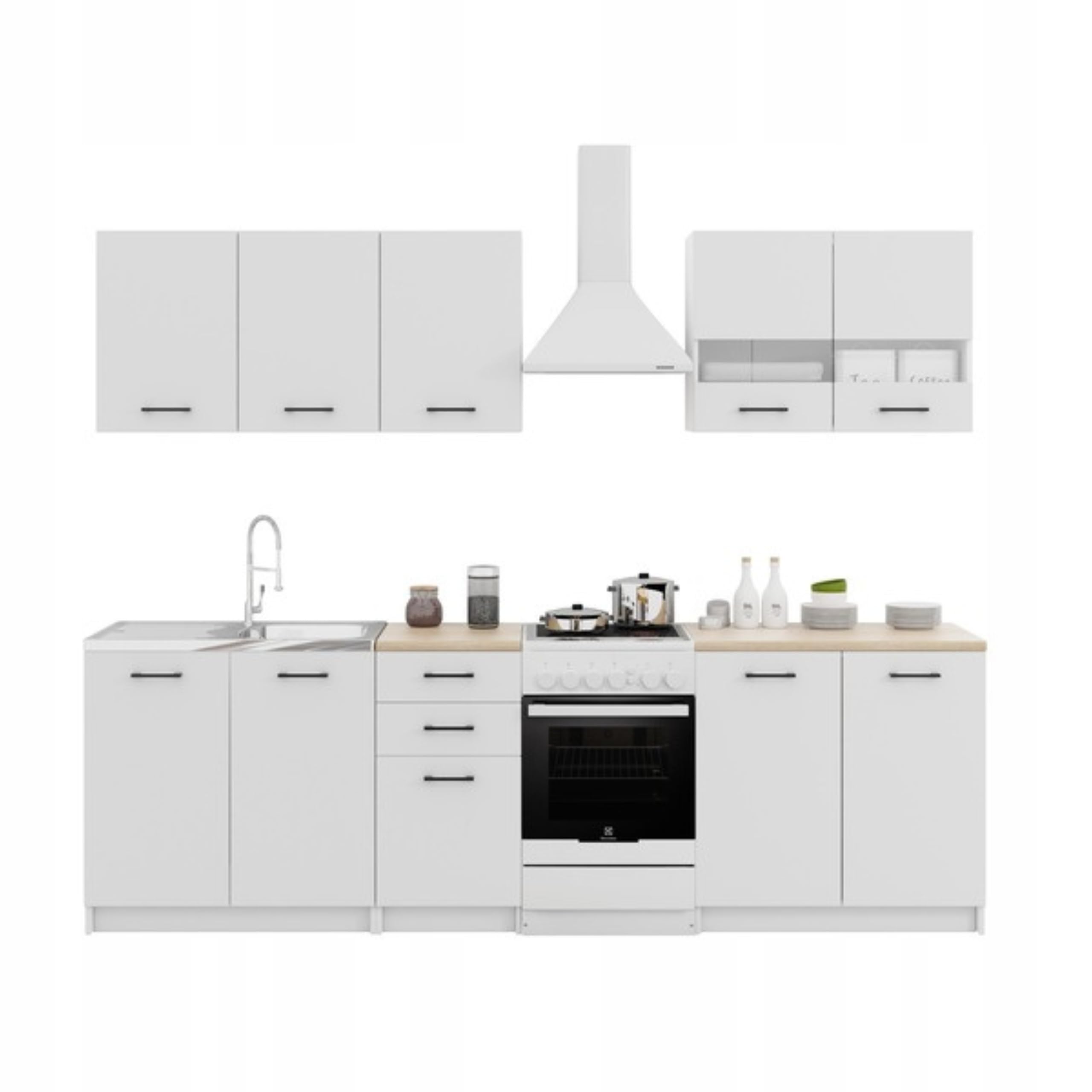 Hängender Küchenschrank 80 cm mit Türen - aus 16 mm Möbelplatte - ideal für mittelgroße und große Küchen - Viel Stauraum - Flexibler Aufbau - einfache Montage (Weiß Matt) (Weiß Matt)
