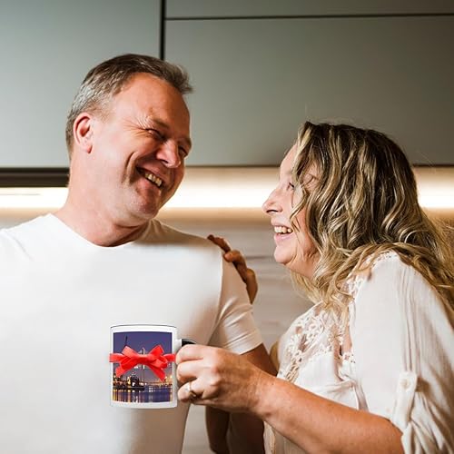 Miniatura 3 de 3dRose Georgia, Talmadge Bridge, remolcadores, Savannah River-US11 JWL0430-Joanne Wells - Taza de dos tonos, 11 onzas, negroblanco