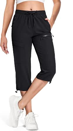 MAGCOMSEN Women's Capri Pants with 5 Pockets Hiking Lightweight Quick Dry Cargo UPF 50+ Summer Travel Golf Workout Casual