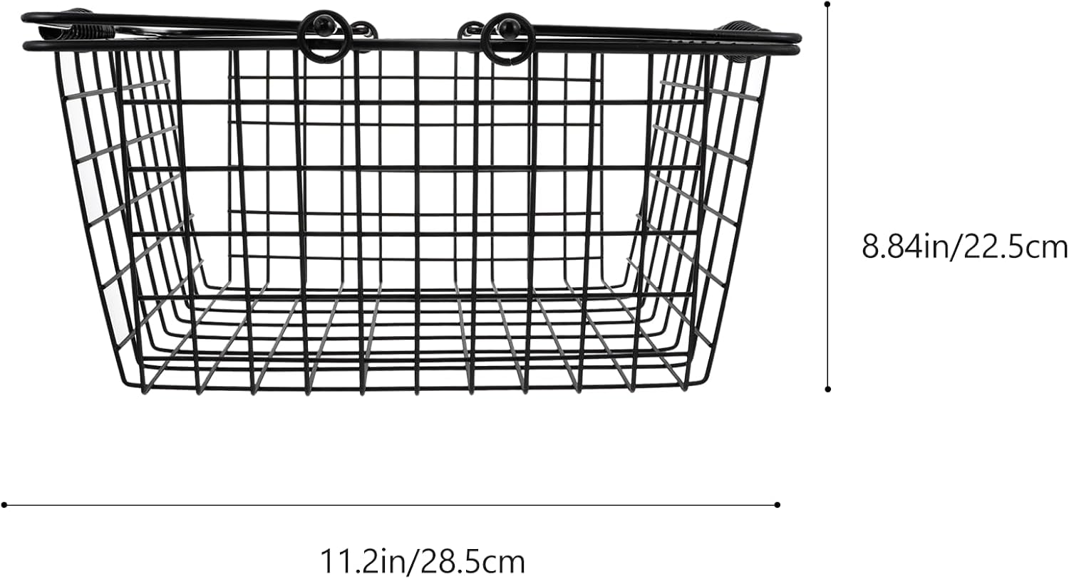 Black Metal Kitchen Basket with Removable Handles for Drain Use