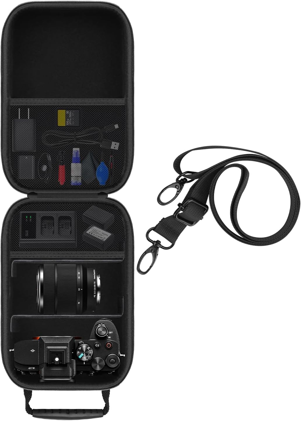 Hard Travel Carrying Case Compatible with Sony Alpha 7 II III IV/a7 ILCE7M3 Full-Frame/6100/6400 Mirrorless Camera and Cable, Charger, Battery, SD Card and Other Accessories, Black (Case Only)
