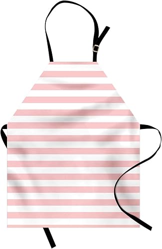 Lunarable Delantal náutico, estilo marítimo, estilo retro, rayas horizontales, ilustración geométrica vintage, babero de cocina unisex con cuello