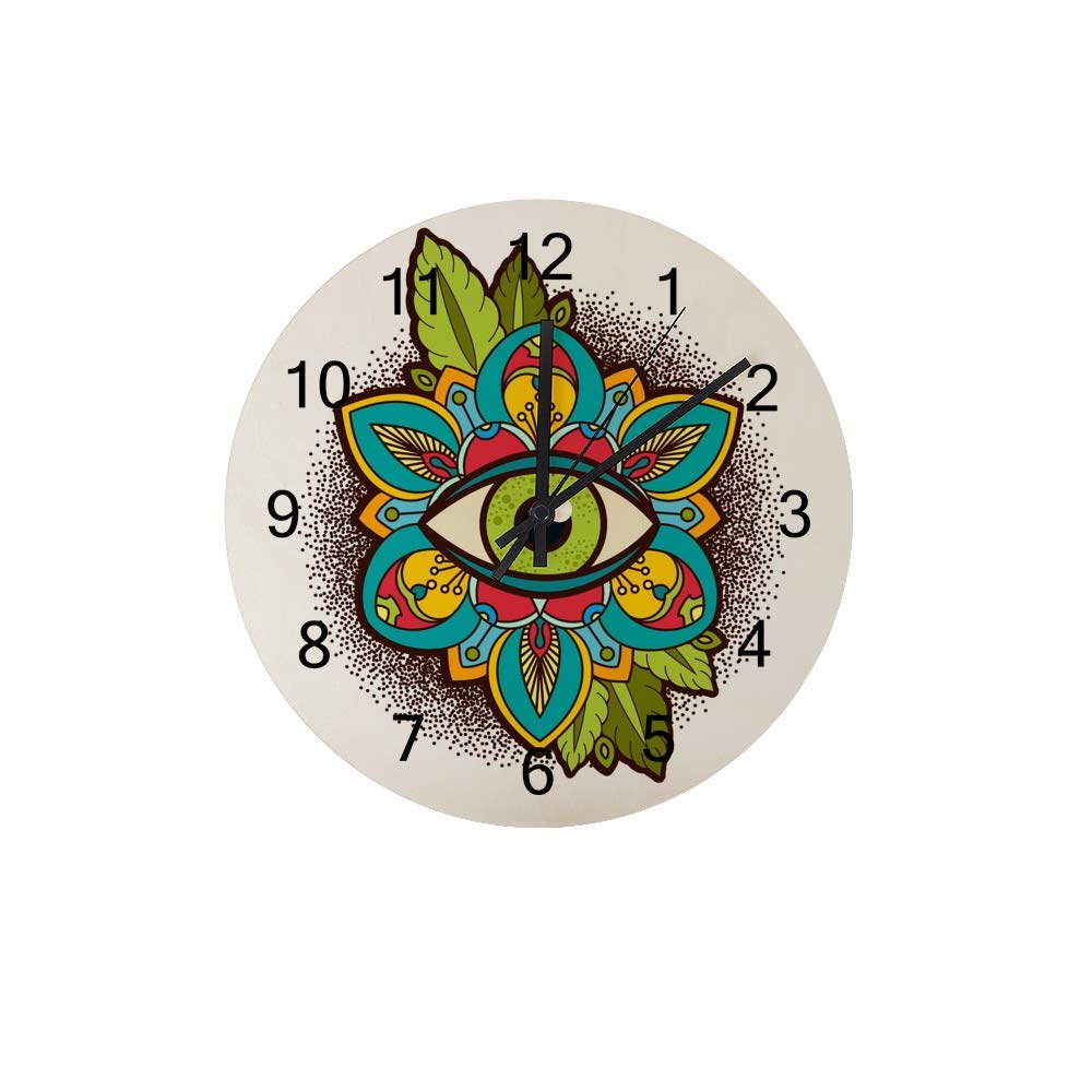 Horloge murale ronde en bois sans tic-tac CHEHONG résolvant les bruits de pendule dans la chambre