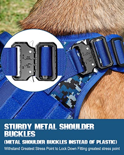 Image of PETNANNY Tactical Dog Harness - No-Pull Service Vest for Large Breeds, with Hook & Loop Patch Panel & MOLLE System | Padded Handle for Walking, Hiking & Training (Navy Blue,L)