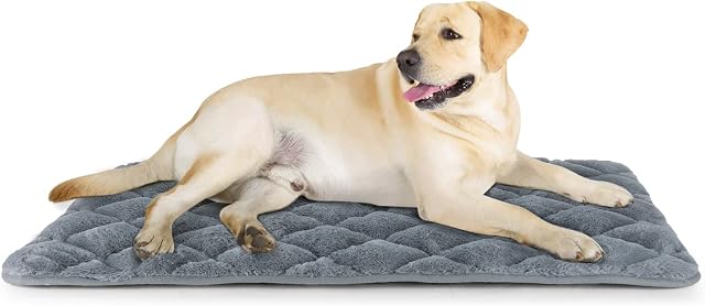 MORA PETS Washable Dog Crate Bed Mattress Medium Pet Bed Cushion Mat 36 inch Soft Puppy Cage Bedding Flat Dog Bed Pad Sleeping Blanket for Cats Small Medium Large Dogs Grey 91×58cm Anti Slip