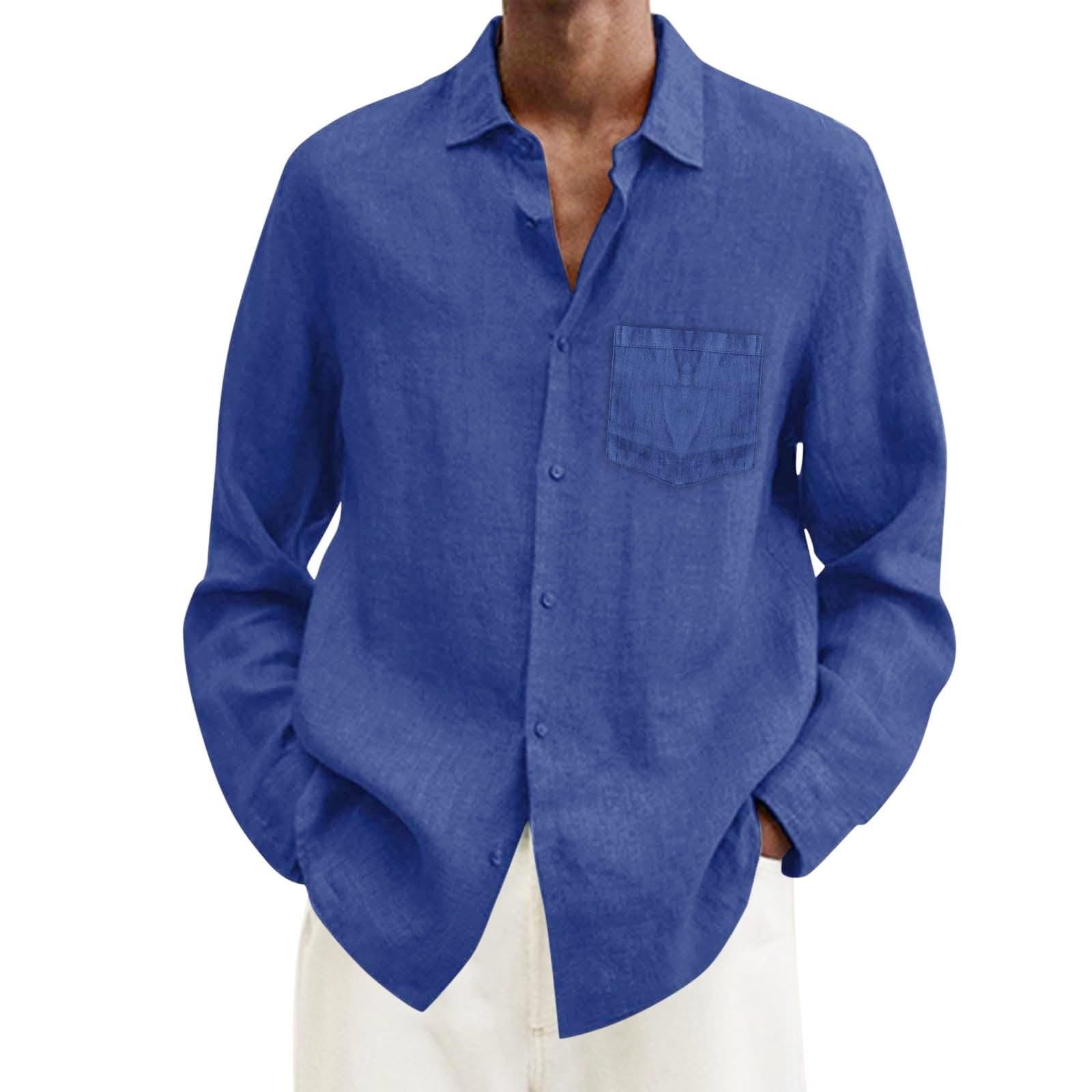 MODSGUE Camisas de moda para hombre, camisa informal de negocios, camisa de lino monocolor, camisa de lino para hombre, manga corta, beige, ligera, larga, para la playa