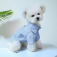 Vista 5 de Camisas para perros pequeños, ropa de gato, overoles de mezclilla, pijamas de otoño para cachorros, camisetas transpirables para mascotas, ropa