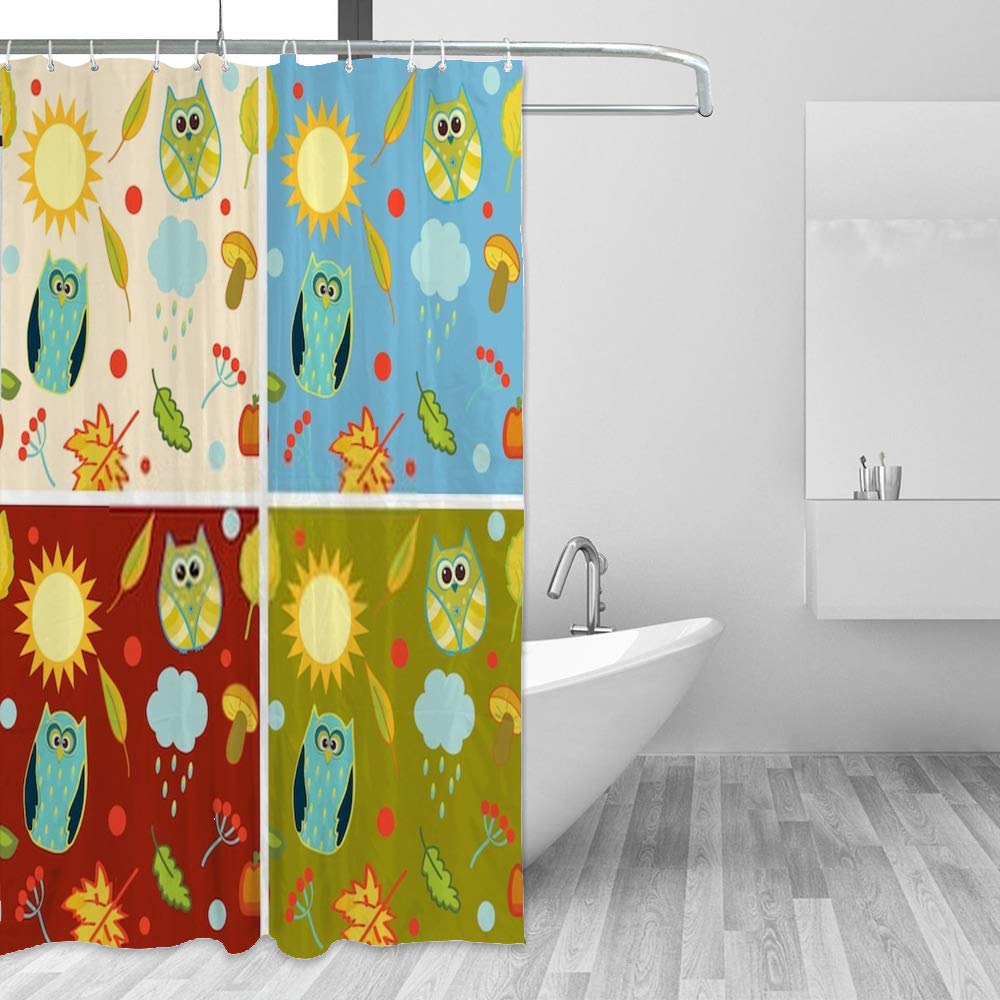 Grand rideau de douche en polyester motif chouette chic et élégant