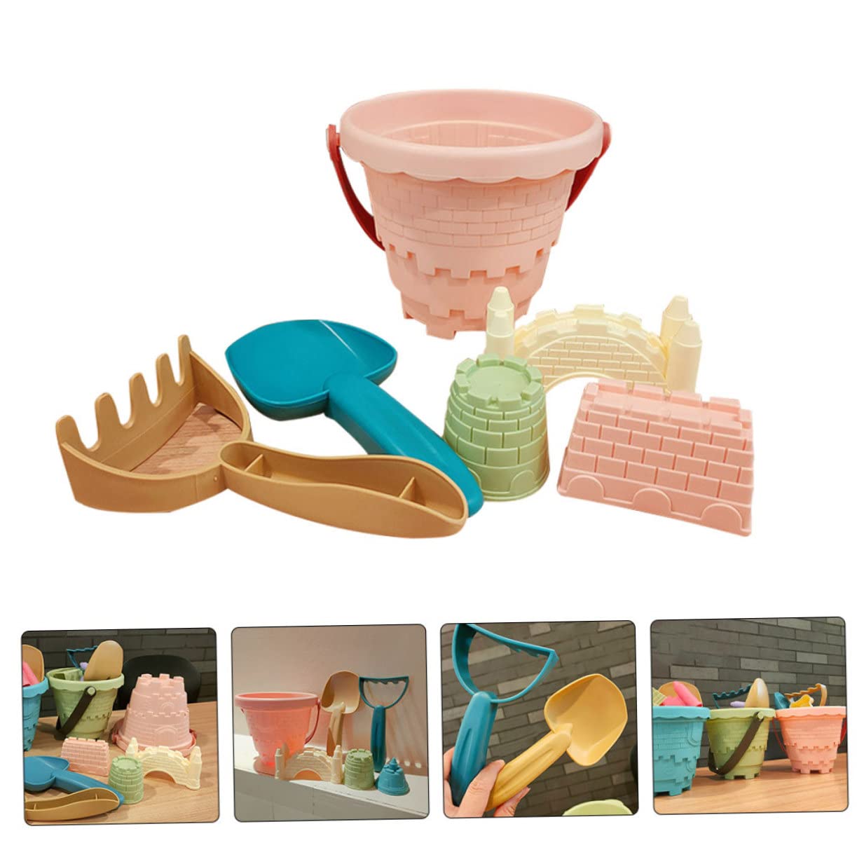 POPETPOP 3 Juegos Juguetes de Playa para Pala Rastrillo y Cubo Seguro y para Arena Piscina y Jardín para Diversión al Aire Verano Color Aleatorio