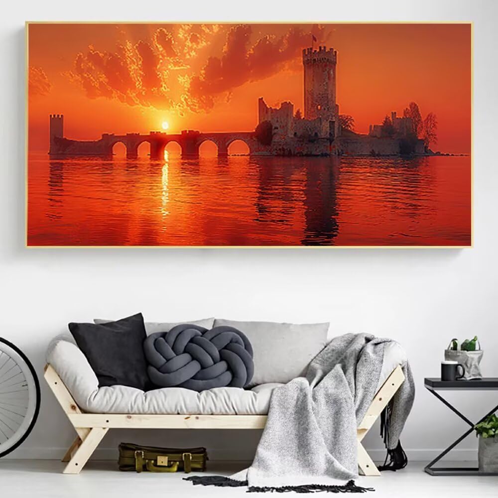 Jesienne zestawy do sztuki diamentowej dla dorosłych, 5D diamentowy obraz o zachodzie słońca, zestawy artystyczne, duże diamentowe malarstwo 60 x 120 cm, DIY, okrągłe wiertło, malarstwo diamentowe,