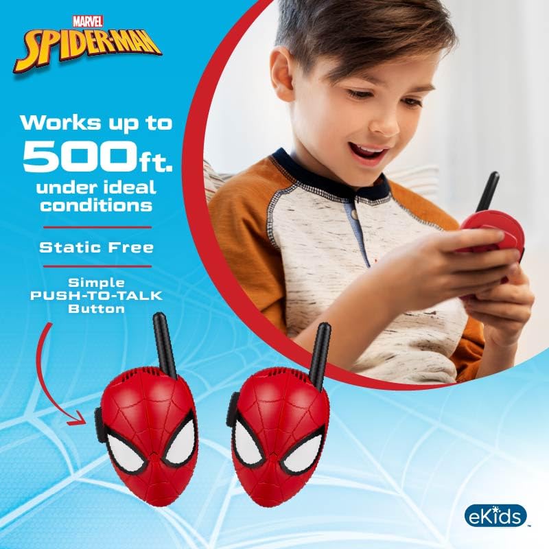 Image of eKids Spiderman Walkie Talkies for Kids, Static Free Indoor and Outdoor Toys for Kids (Spiderman)