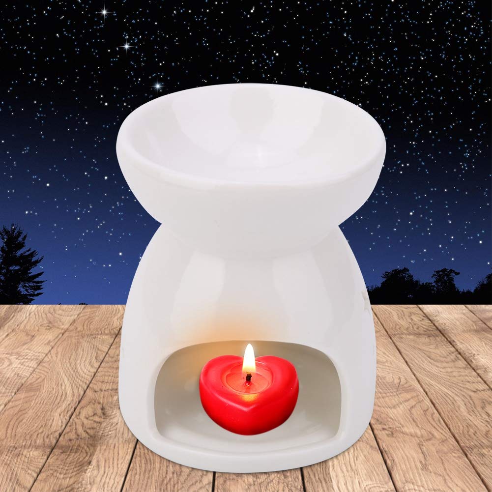 Nacht Geurlamp Keramische Essentie Oliebrander, Oven Kaars Wierook Aromatherapie Kachel Olie Diffuser Theelichthouder Kandelaars voor Desktop Decor(Liefde