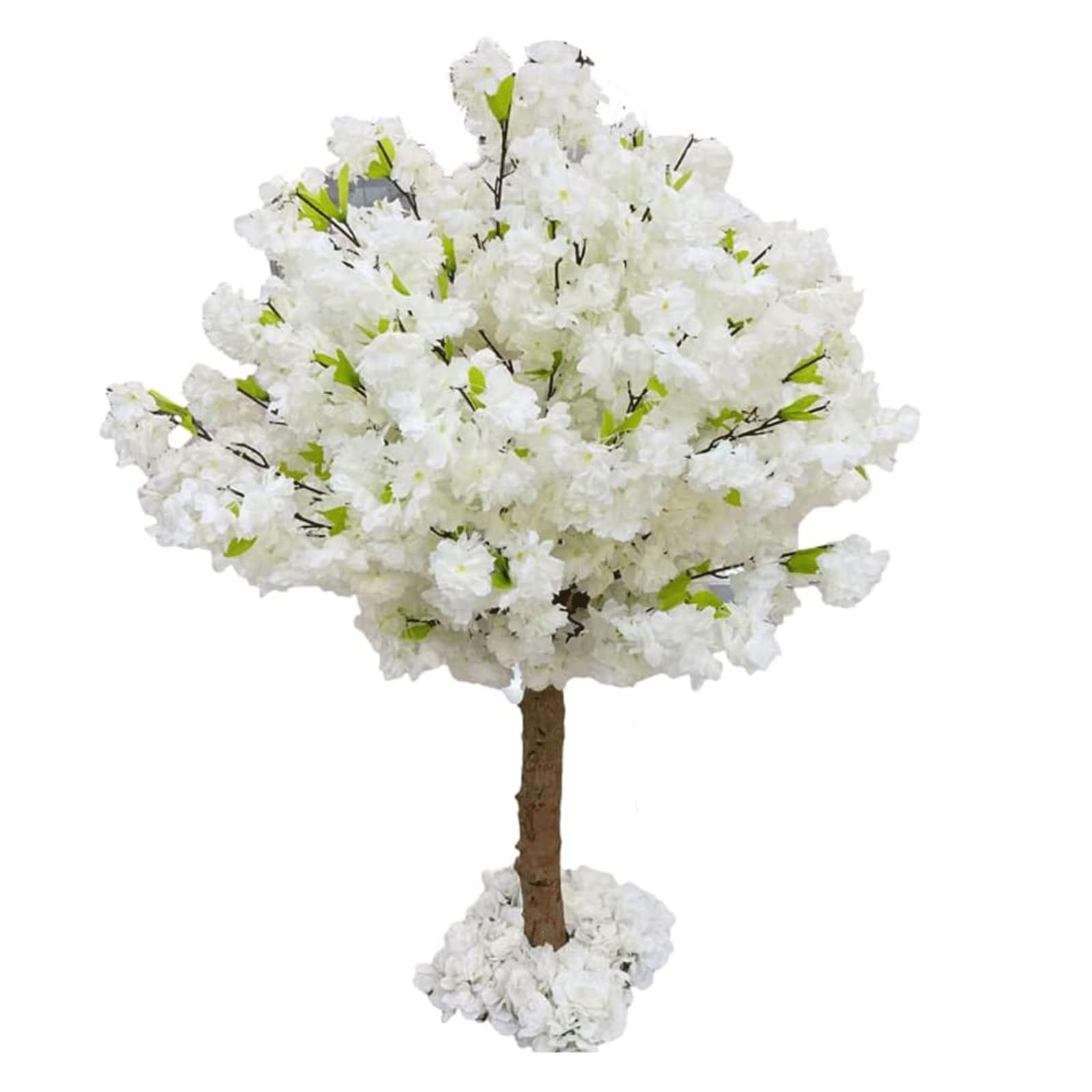 GLJTUO fake tree 120cm/3.9ft Fake Tree Artificial Cherry Blossom Tree With Real Wood Stems Simulation Tree For Indoor Outdoor Artificial Plant Realistic Design,White