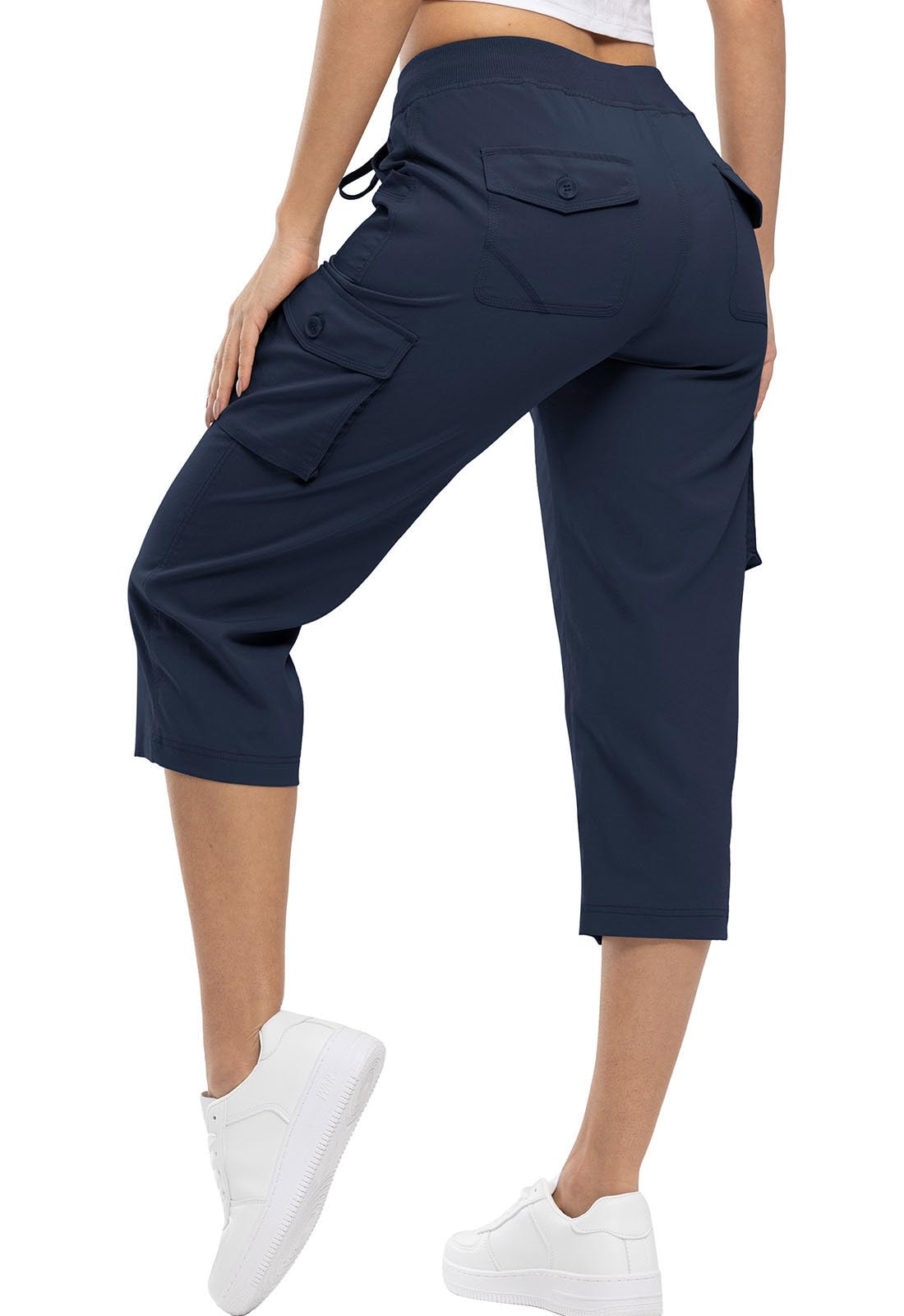 YSENTO Damskie spodnie trekkingowe, spodnie outdoorowe, spodnie letnie Capri Cargo, lekkie spodnie trekkingowe, spodnie funkcyjne