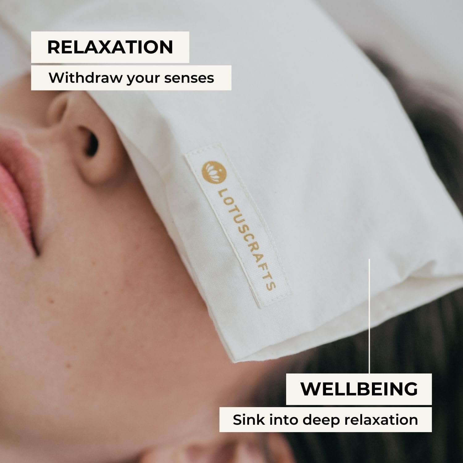Lotuscrafts Cuscino per Occhi con Imbottitura di Semi di Lino Lavanda per Yoga, Rilassamento e Meditazione | Realizzato in 100% cotone biologico