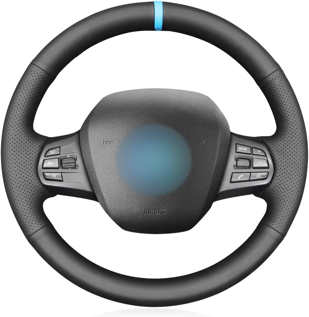 MEWANT BMW i3 Hand Stitch Car Steering Wheel Protector Wrap Cover for BMW i3 2013-2022 Steering Wheel Accessories for BMW i3