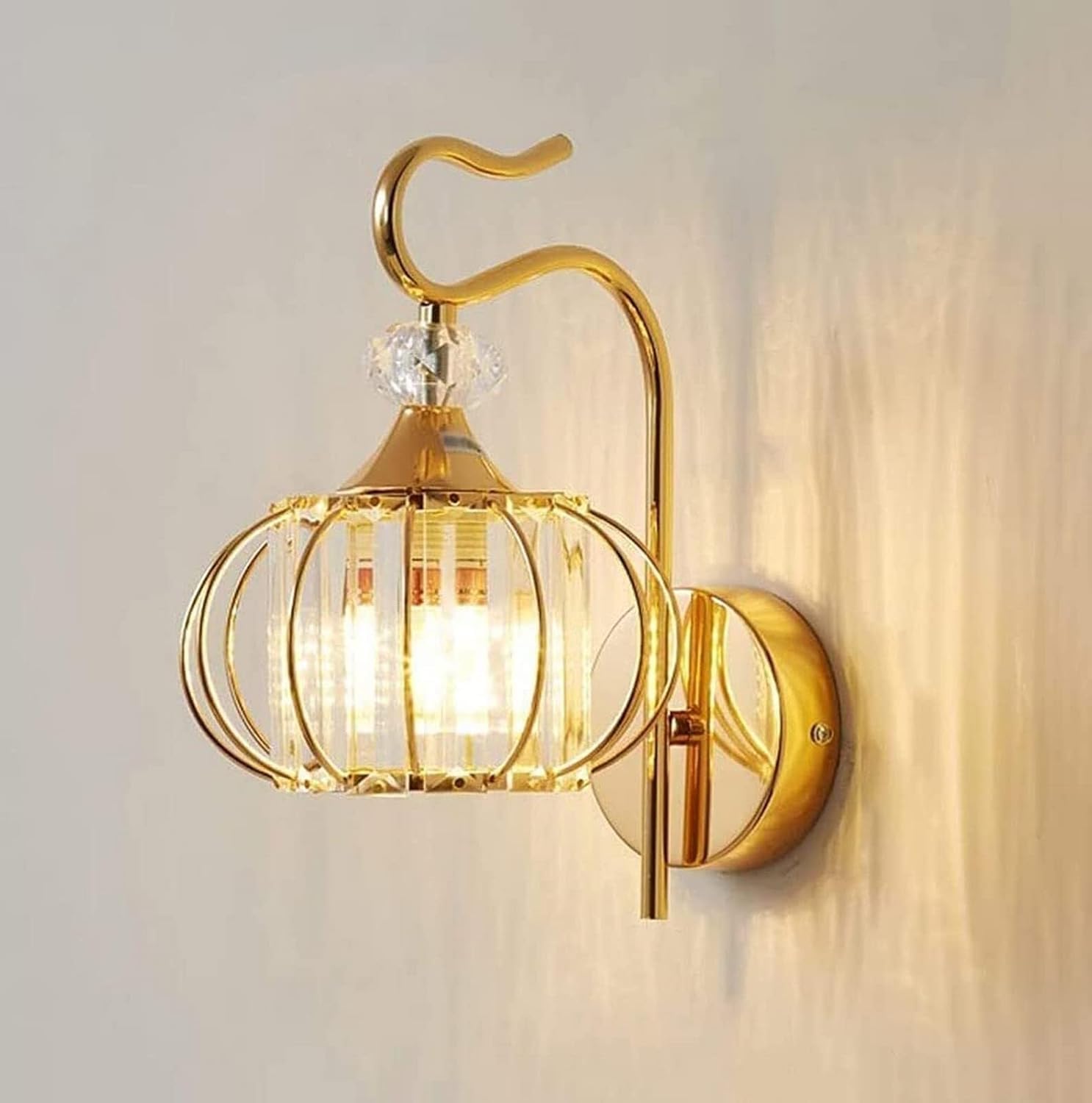 HUAYUSEDF Wall Sconce Modern Black Crystal Farmhouse Industrial Mounted Light Fixture Hardwired Vintage Gold Mid Century Antique Kitchen Lamp for Bedroom Living Room Dining(Gold)