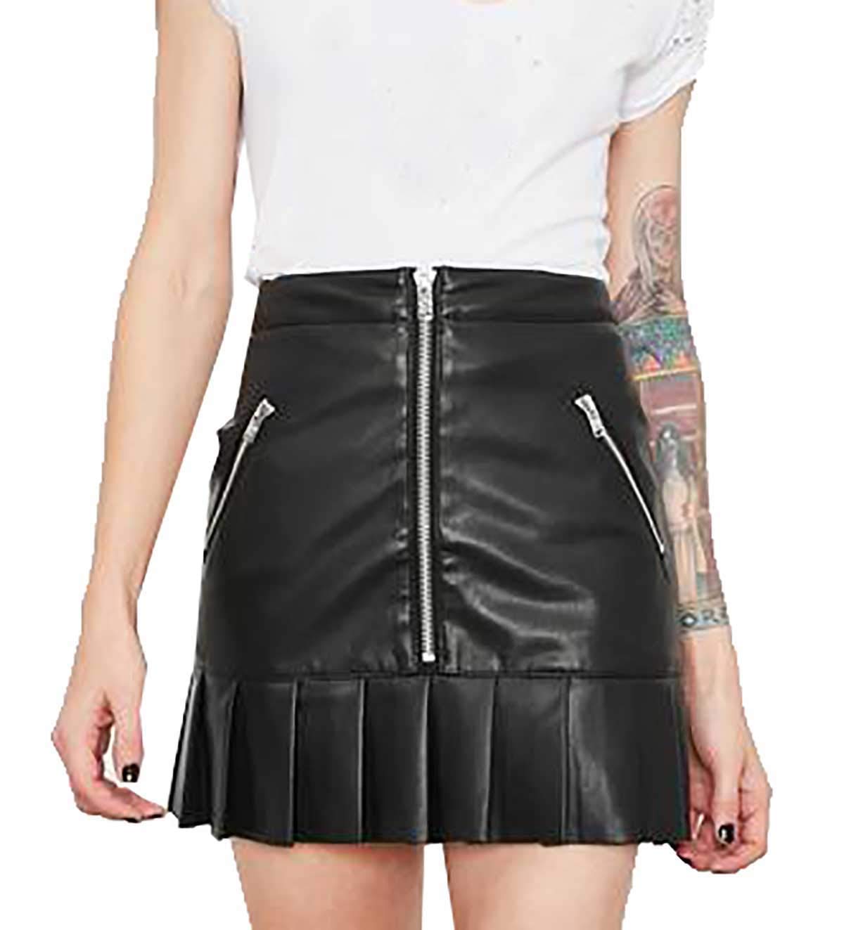 Minifalda plisada corta para mujer, color negro