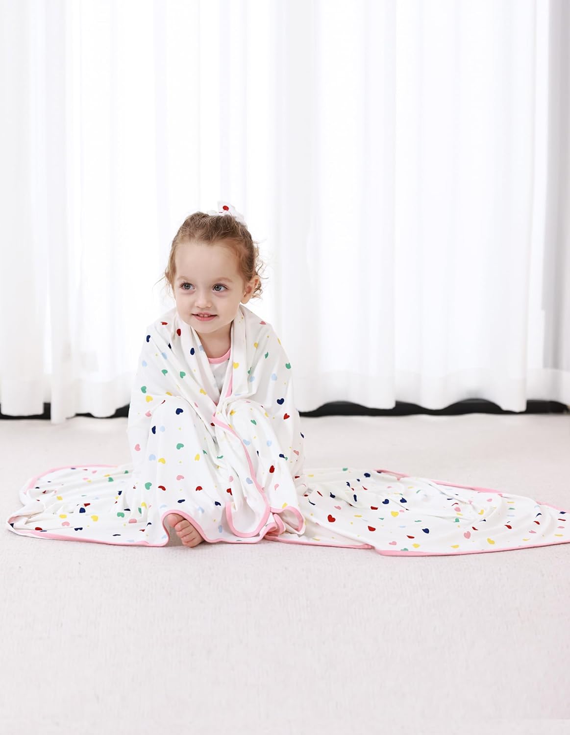 Baby Swaddle Blankets and Hats Set Boys & Girls Newborn Receiving Blanket and Hat Viscose from Bamboo, Heart