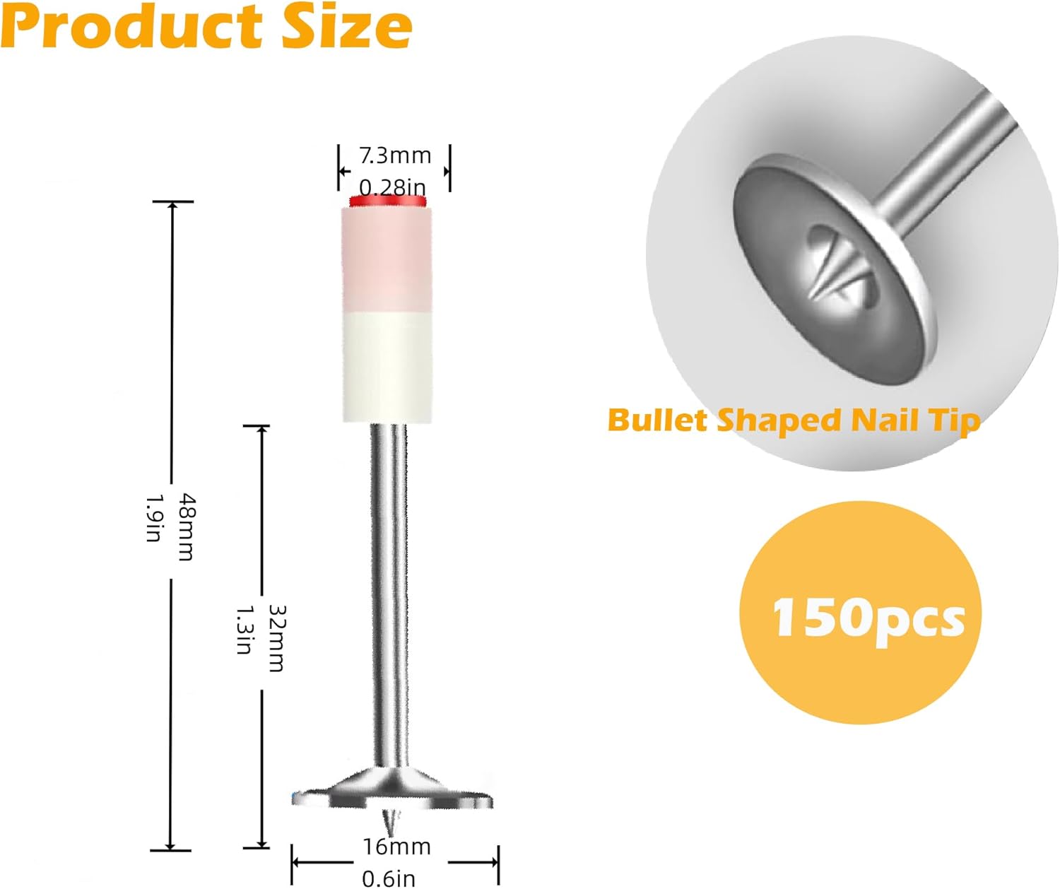 150pcs Manual Round Nails for Concrete Nailler Gun,7.3mm Dia.32mm Long Multi-Purpose Steel Nail Wall Fastening Tool Kits Accessories (32mm-Red)