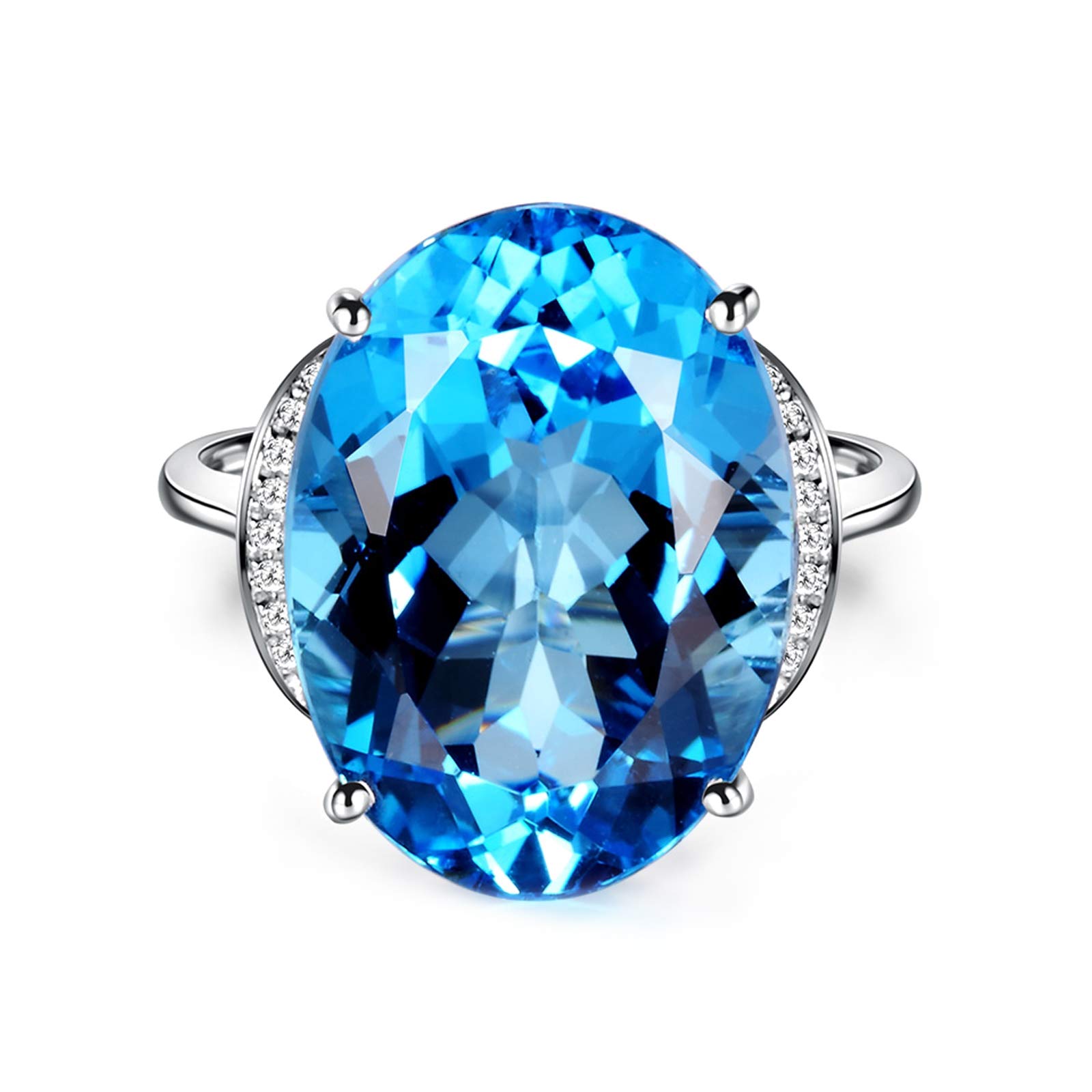 Beydodo Pierścionki damskie białe złoto 750 duży owalny topaz 16 ct obrączki ślubne białe złoto pierścionek diament e białe złoto, 65 cm (20,7 cala), colore: białe złoto, cod. TLLWGZ4285