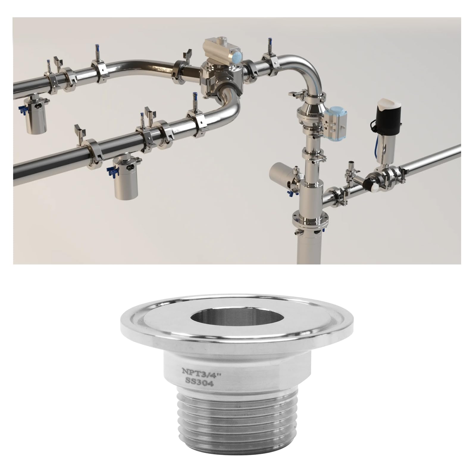 2 Stück Tri-Clamp Adapter 3,8cm Auf 1/4" NPT - Edelstahl 304 Verbindungsstücke