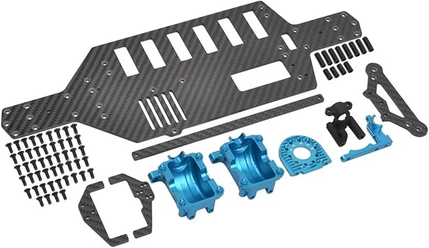 Rc Parts For Tamiya For TT02 TT02D TT02FT Carbon Fiber Lower Deck W/Diff Case Chassis Upgrades Accessories Parts Replacement RepairBlue