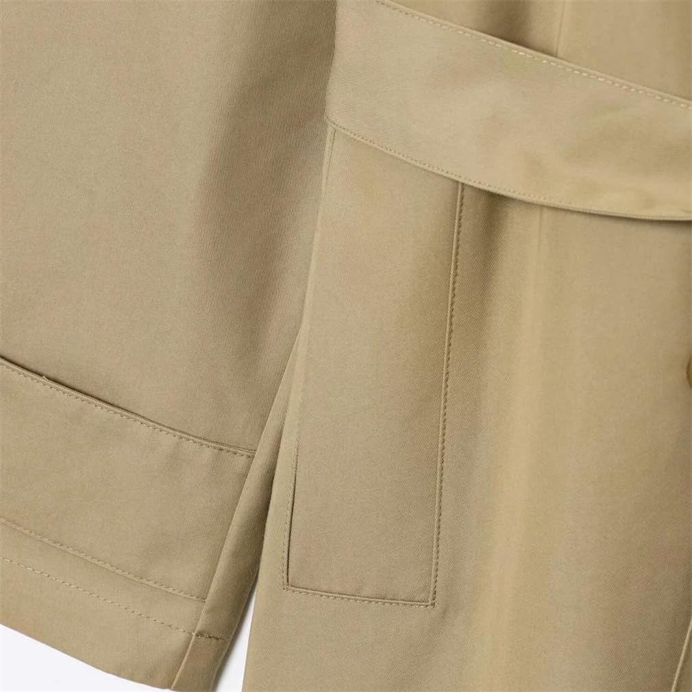 Women's Autumn/Winter Long-Sleeved Loose-Fit Buttoned Waisted Pocketed Trench Coat