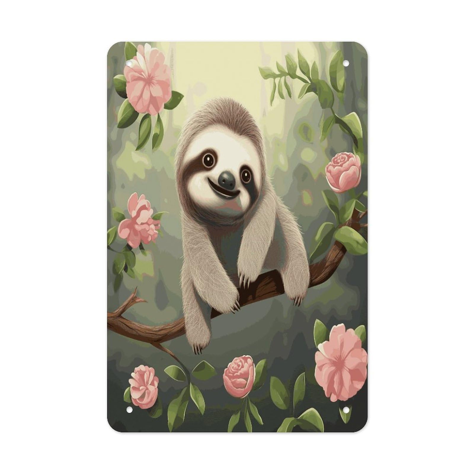 Cute Baby Sloth Metal Tin Sign Wall Decor Funny Retro Sign Weatherproof Metal Wall Art for Indoor Or Outdoor Retro Tin Signs for Kitchen Office Home Bar Decor 11.8 X 7.9 Inch