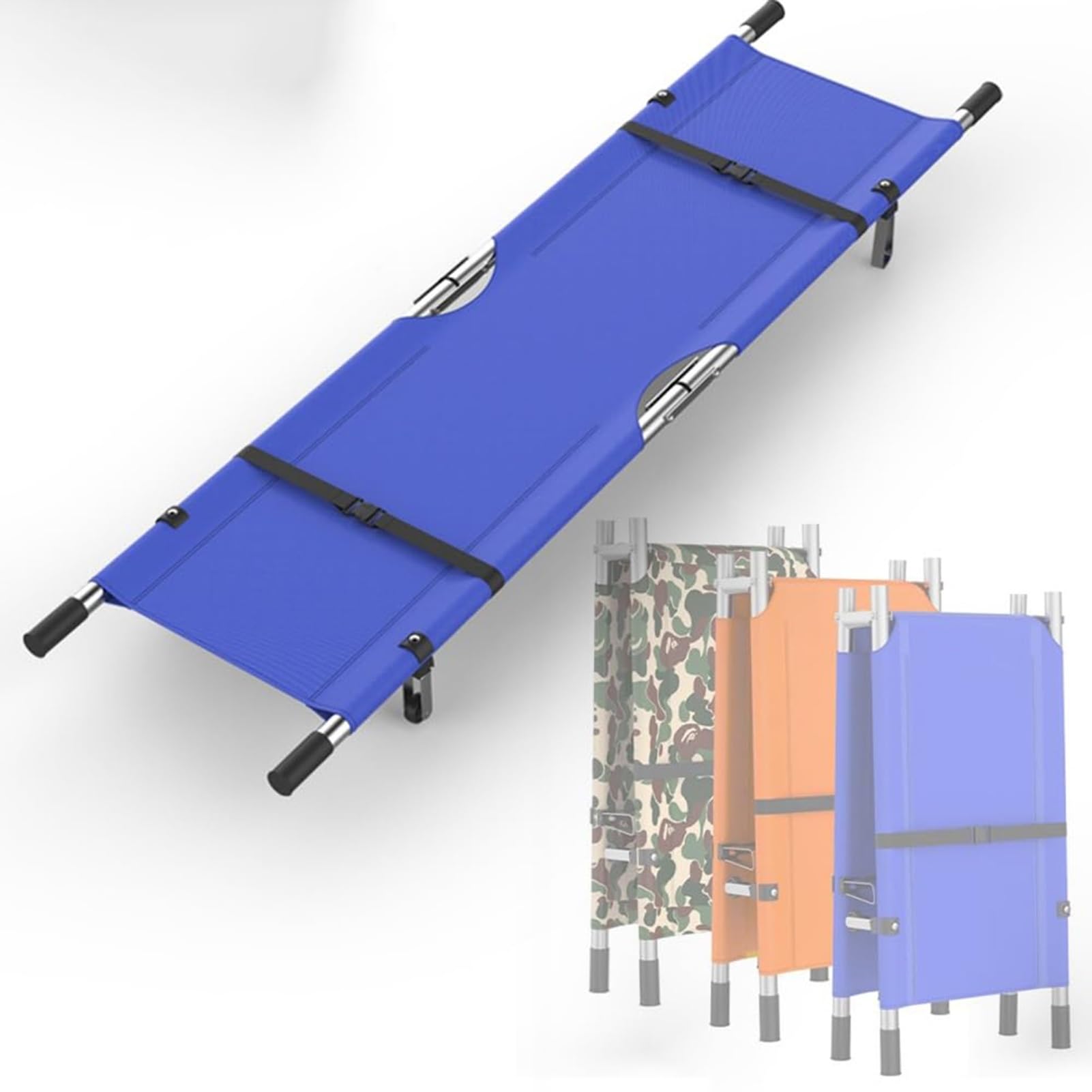 SGKOMN Folding Rescue Stretcher, Patient Emergency Medical Stretcher, Outdoor Lifesaving Back Stretcher, Portable Stretcher Lightweight Aluminum Alloy Stretcher, Blue