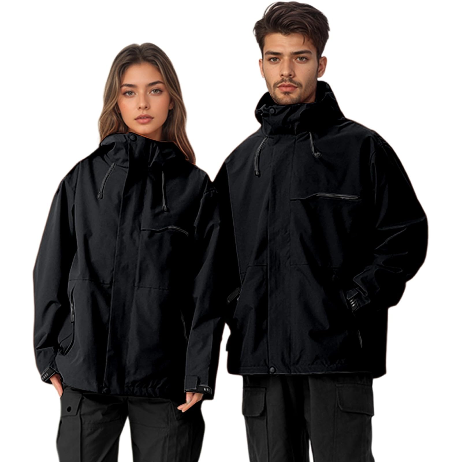 Giacca antipioggia da donna, 3 in 1, softshell, impermeabile, da donna, da uomo, confezione da 2 capi impermeabili da escursionismo, cappotti impermeabili invernali, parka impermeabile cerato, trench