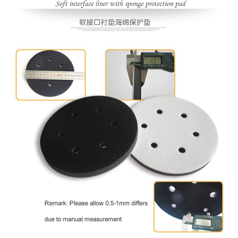 Almohadilla de interfaz blanda de 6"y 6 agujeros de 150 mm Almohadilla de disco de espuma suave con gancho y bucle Para amortiguar y proteger el disco de lijado (paquete de 5)